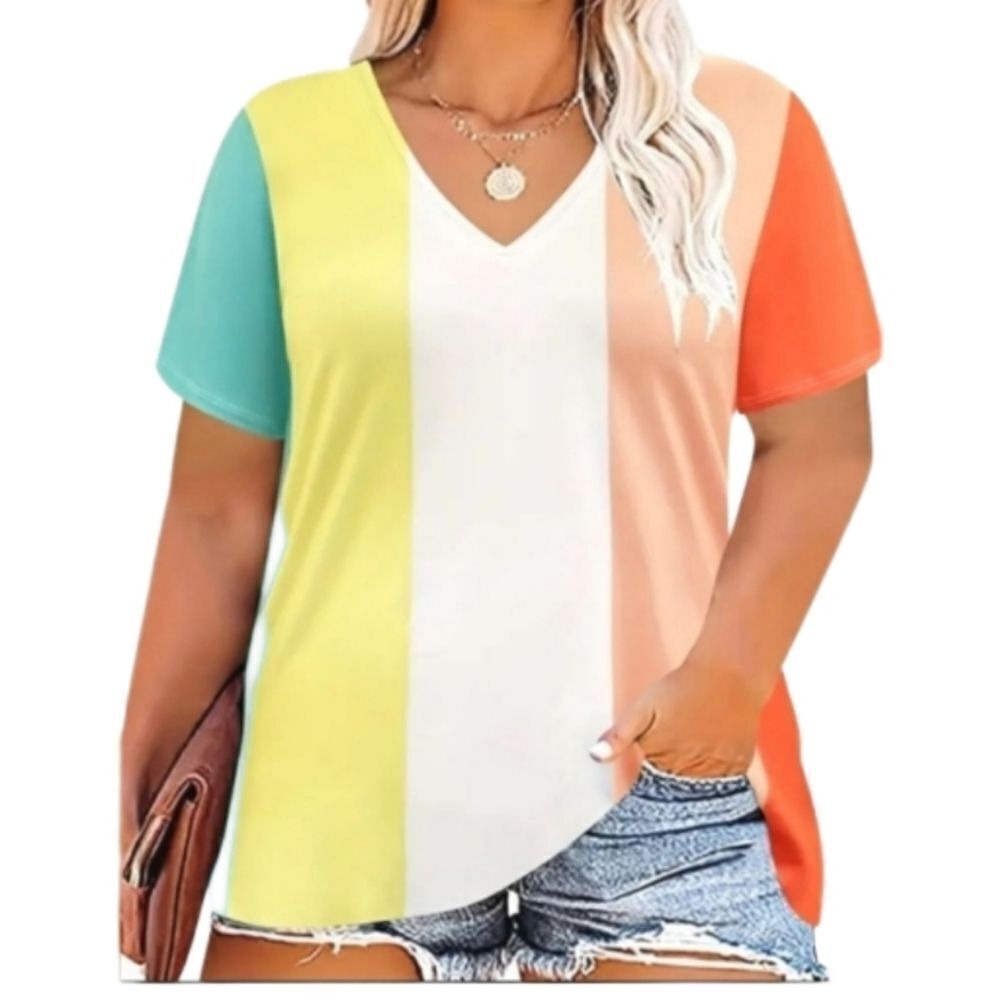 Women's Plus Colorblock Short Sleeve Top sz 4X